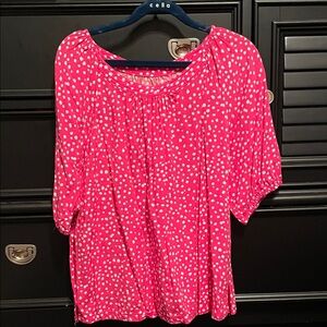 Pink and White Polka Dot Blouse